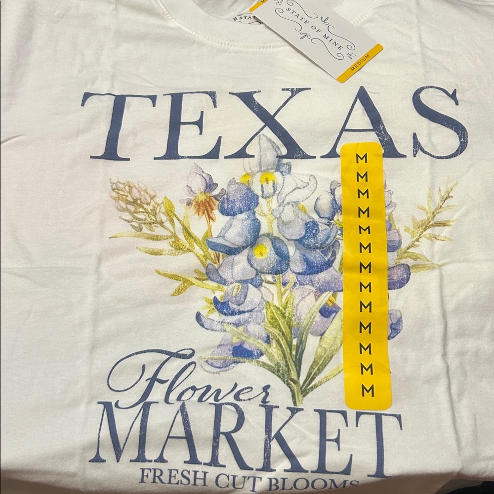 State of mine White Texas Bluebonnet Tee 100% Cotton M, L, XXL NWT